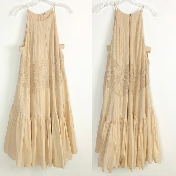 Free People Jar of Hearts BOHO Summer Halter Midi Dress Medium - Picture 15 of 16